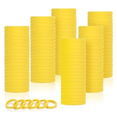 LuSeren 120 Pcs Yellow Hair Ties for Women, No Damage Soft Seamless Nylon Hair Elastics for Thick Hair, Ponytail Holders, Solid Yellow Hair Accessories - color: Yellow