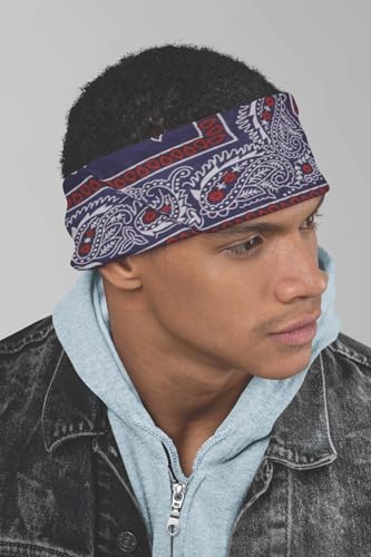 Motique Accessories Two Tone Paisley Bandana - Set of 3 - color: Navy