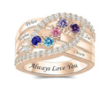 Personalized Name Family Rings Custom 1-6 Birthstones Mother's Rings Sterling Silver Promise Ring for Mother's Day Daughter Grandma Women - color: 5 stones