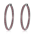 CiNily Mult-colors Crystal Stainless Steel Hoop Earring for Women Hypoallergenic Jewelry for Sensitive Ears Large Big Hoop Earrings 2" - color: Black&Pink
