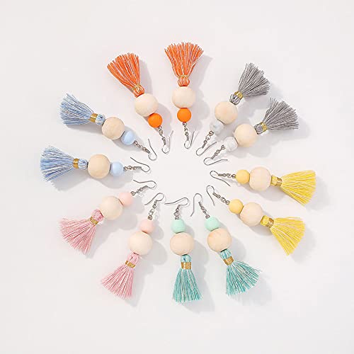 Boho Earrings for Women Dangling Lightweight Cute Earrings Handmade Tassel Dangle Earrings for Girls - color: Yellow
