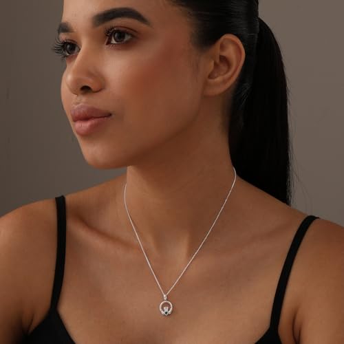 LeCalla 925 Sterling Silver Knot Pendant Necklace for Women | CZ Infinity Celtic Knot Heart Shaped Necklace | Graduation Birthday Gifts for Anniversary - color: Trinity Celtic Knot