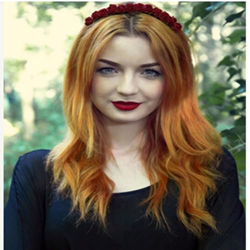 BOHO Floral Crown Rose Flower Headband Hair Wreath (Dark Red) - color: Dark Red