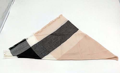 Wander Agio Womens Warm Long Shawl Winter Wraps Large Scarves Knit Cashmere Feel Plaid Triangle Scarf - color: Grey Pink 11