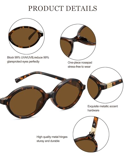 WOWSUN Retro Oval Sunglasses Womens Trendy Sun Glasses Sunnies UV400 Protection - color: 3 Pack: Black+tortoise Frame Brown Lens+black Frame Brown Lens