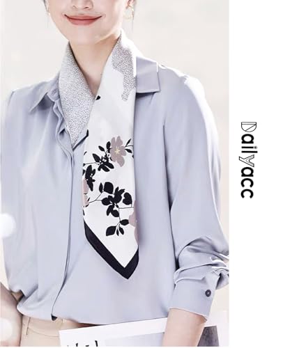 Dailyacc Hair Bandanas Scarf For Women Lightweight Fashion Neck Silk Satin Head Scarves For Sleeping Handbags Scarf - color: 2-white Swallow/27.5*27.5in