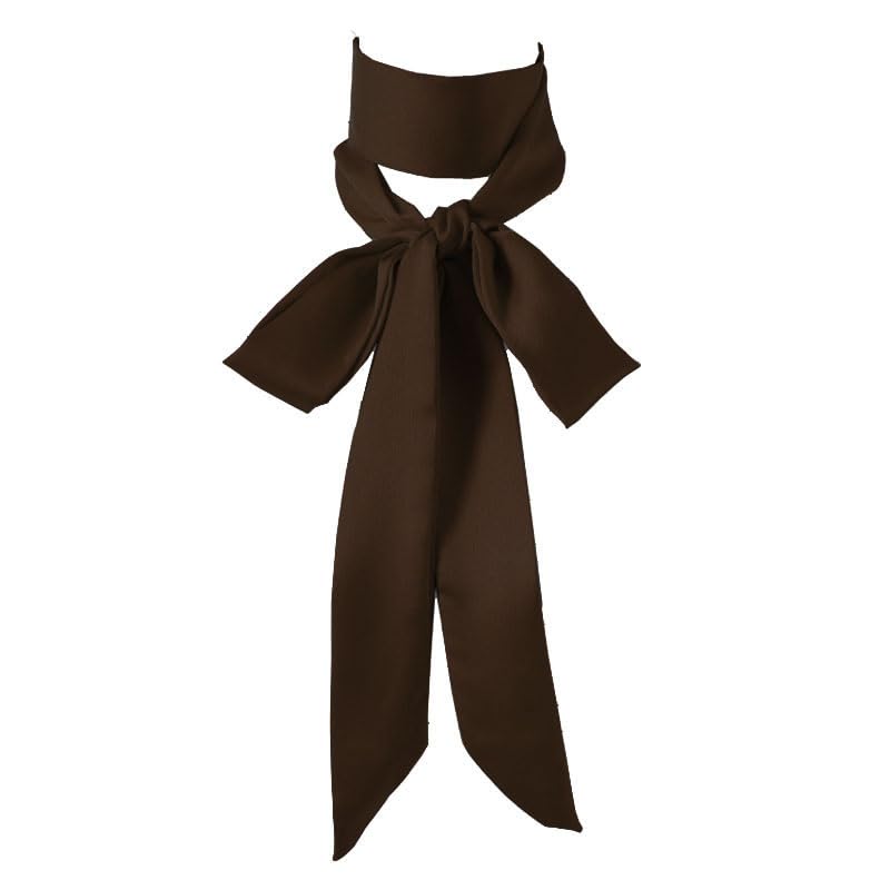 Long Thin Skinny Scarf Satin Neckerchief Ribbon Tie Waist Belt for Women - color: Coffee