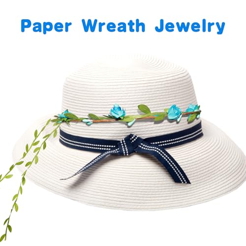 30 Pcs Assorted Colored Flower Crown Bohemian Floral Garland Headbands Multicolor Headband Garland Wreath Green Leaves Decor for Women Wedding Birthday Fairy Party Favor Supplies