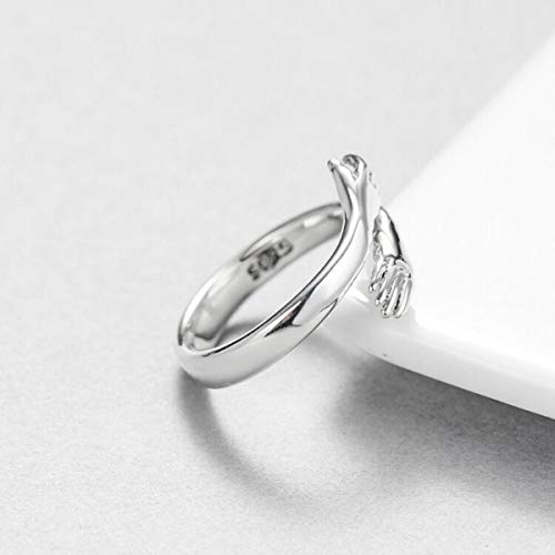 GULICX 925 Sterling Silver Hug Rings for Women, Adjustable Solid Vintage Silver Thumb Ring, Unisex Resizable Silver Hugging Hands Open Promise Ring Jewelry Hug Hands Mens Rings Couples Wedding Bands