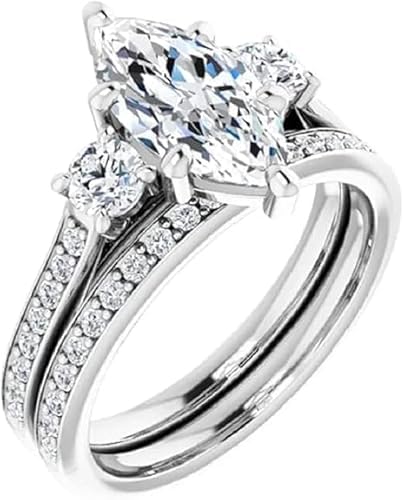 Pretty Jewels 3CT Marquise Cut Lab Created Diamond Bridal Set, Women's Wedding Ring, 14k White Gold Finish - color: Rose