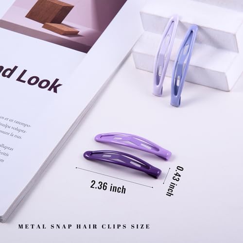16 PCS Snap Hair Clips Metal Barrettes for Women Non Slip Barrettes for Thick and Thin Fine Hair,Bright Multiple Purple,2.36 x 0.43 Inches. - color: Bright Multiple Purple