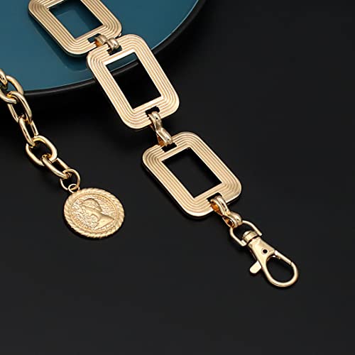 Women's Chain Belt Metal Waist Belt Chunky Belly Link Belt - color: Square Gold, size: L: 53.1 in