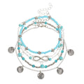 Layered Butterfly Anklet for Women Charms Butterfly Gold Plate Silver Plate Rhinestone Cuban Anklets Adjustable Anklet for Summer Beach - color: silver ak560