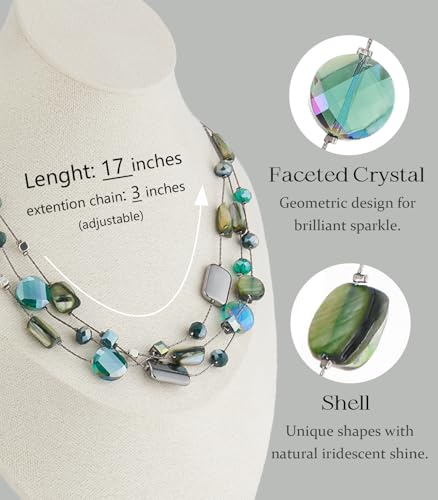 FULU AUTUMN Beaded Statement Necklaces for Women Shell Bead Chunky Collar Necklace Summer Layer boho Costume Jewelry for Her - color: Green