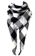 Wander Agio Womens Warm Long Shawl Winter Wraps Large Scarves Knit Cashmere Feel Plaid Triangle Scarf - color: Black White 35