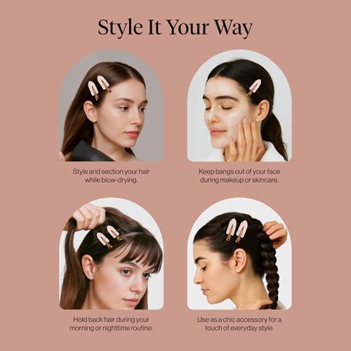 Kitsch Creaseless Hair Clips for Women - No Crease, No Bend Hair Clips for Styling, Bangs, Makeup Application, Face Wash - Recycled Acrylic - Cherry Print | Ideal Gifts for Women, 4pcs - color: Cherry Print