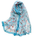 MINIDORA Lightweight Scarves for Women Elegant Floral Pattern Scarf Shawls Sunscreen Head Shawls - color: Style 12-blue