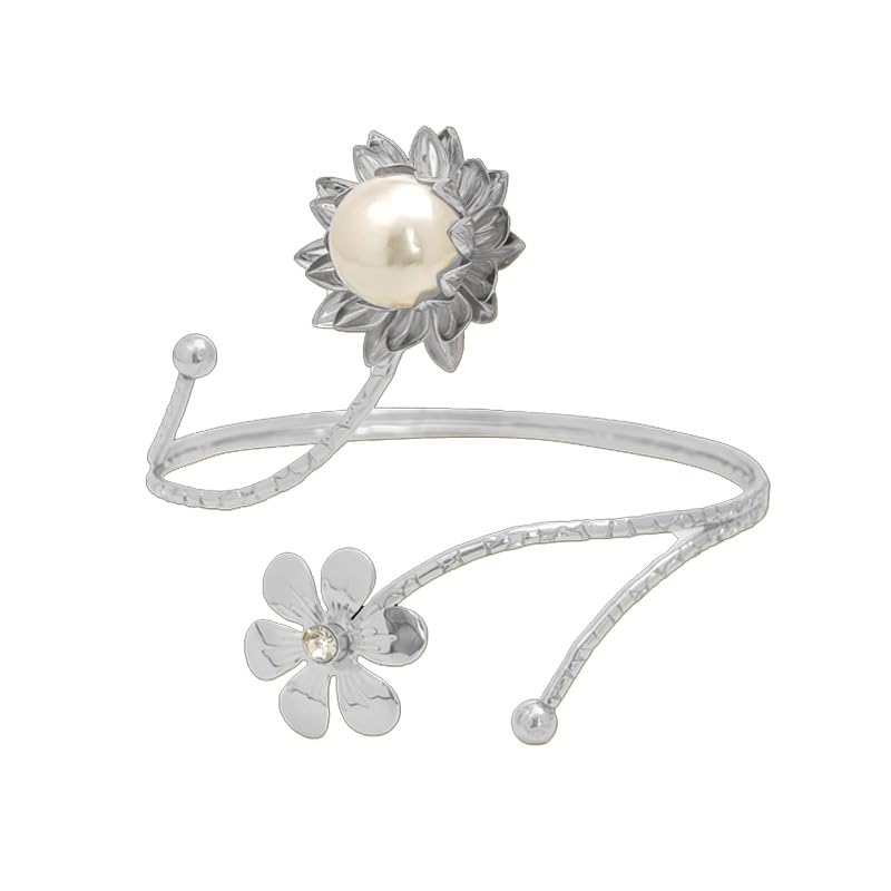 Dainty Arm Cuff Bracelet for Women Gold/Silver Adjustable Upper Arm Cuff Layered Bangle Bracelet Open Knot Bracelet Summer Beach Charm Fashion Jewelry - color: Sunflower