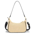 Straw Shoulder Bag for Women – Summer Woven Colorful Stripe Purse - color: Natural Straw