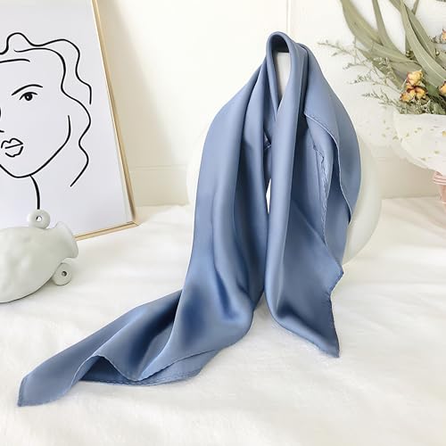 vimate Head Scarf for Women Hair 27'' Square Satin Silk Feeling Bnadana Neck Scarf Handbag Accessories Etc - color: C72#. Haze Blue