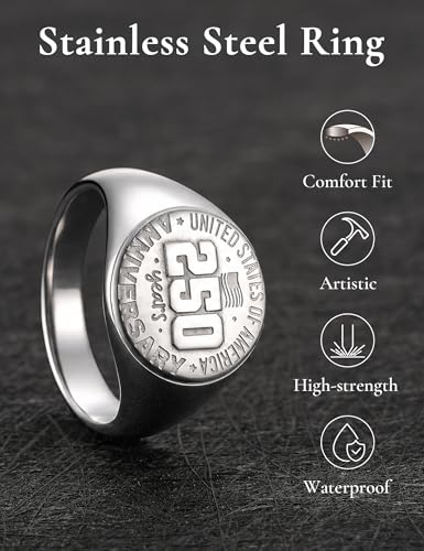 King Will Men's Tungsten Signet Rings Thumb Pinky Biker Band Ring For Men High Polished Plain Wedding Statement Ring Comfort Fit Size 7-12 - color: Silver-Flag