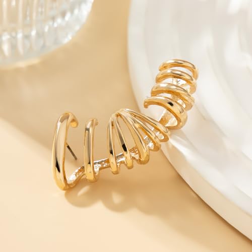 Ear Cuff Earrings for Women Chunky Ear Cuff Colourful Non Pierced Ear Cuff Non Piercing Clip On Cartilage Wrap Cuff Earrings Jewelry Gifts - color: 243-Gold