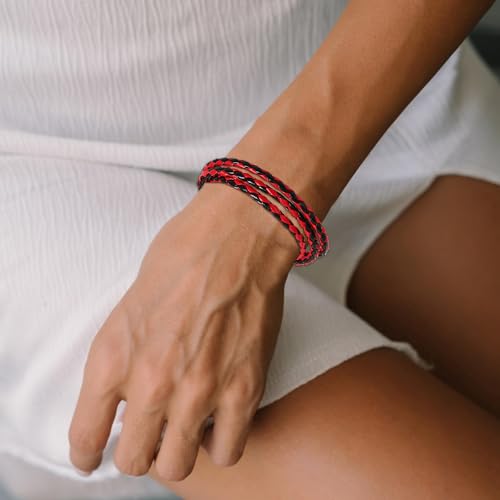 Long tiantian Boho Bracelets for Women Western Jewelry for Women Leather Wrap Bracelets Stackable Bangle Western Outfit for Women - color: men's bracelet(black)