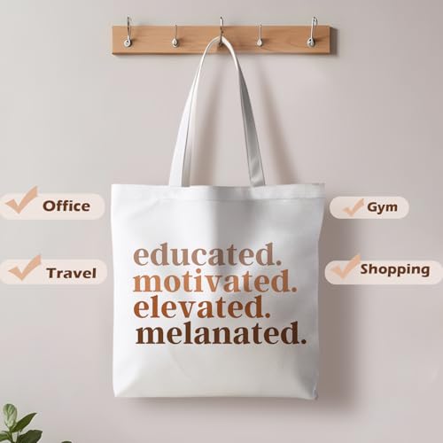 Motivational Canvas Tote Bag,Positive Affirmation Gifts for Women Men Reusable Grocery Shopping Tote Bag Purse - color: Motivated Words