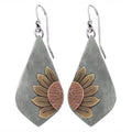 Boho Teardrop Earrings, Handmade Copper Bohemian Earrings, Dangle Antique Ethnic Jewelry for Women - color: Teardrop Sunflower