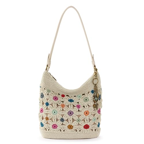 The Sak Sequoia Hobo Bag - Hand Crochet Large Women's Purse for Everyday & Travel - Durable Handbag & Tote With Zipper Pocket - color: Natural Multi Flower