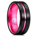 King Will Mens Tungsten Rings for Men Two Tone Grooved Mens Wedding Band Cool - color: Pink