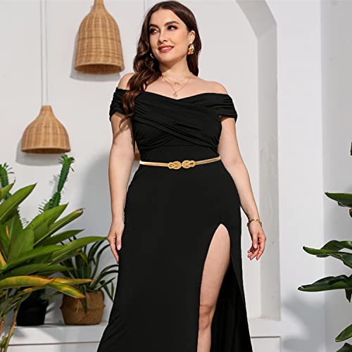 E-Clover Womens Fashion Metal Stretch Waist Skinny Belt Waistband - color: 01-style-017-002
