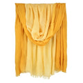 Two-tone Linen Scarf for Women Lightweight Summer Wrap Cotton Shawl Beach Travel Pashmina Gauze 75"×35" - color: Light Yellow/Turmeric