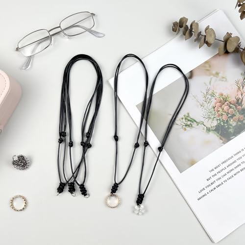 5-Pack Adjustable Handmade Black Cord Necklaces – Boho Rope Chains for Pendants & Amulets, Unisex Jewelry