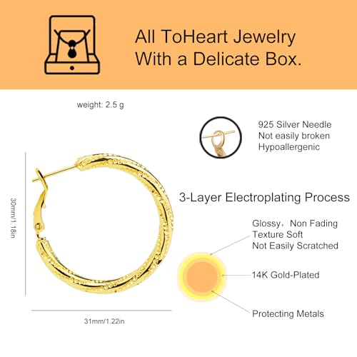 ToHeart Gold Hoop Earrings for Women Twist Hoop Earrings Gold Plated - style: Hoop Earrings H