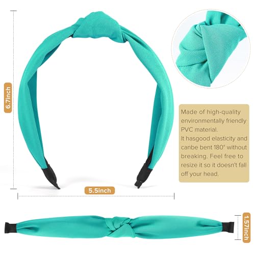 DiyJibb Headbands for Women Girls - 6PCS Stylish Top Knotted Headbands - Knotted Headband for Women - Head Bands Wide Hairband Hair Accessories - color: Peacock green, dark khaki, pink, yellow, dark green, blue