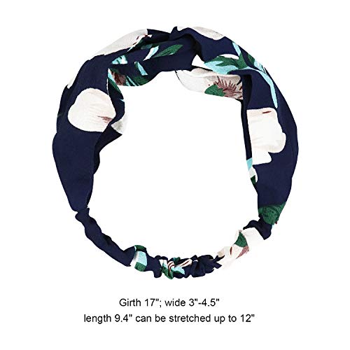 DRESHOW 10 Pack Boho Headbands for Women Vintage Cross Elastic Head Wrap Hair Accessories - color: 10 Pack C: Flower Printed Series II