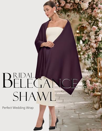 PULI Women's Pashmina Shawl Wraps for Evening Dress Large Scarf Blanket Long Wedding Bridal Winter Warm Shoulder Wrap - color: Burgundy