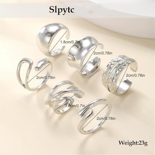 Knuckle Rings Set for Women, Chunky Stackable Joint Finger Statement Rings Vintage Adjustable Hollow Carved Midi Ring Pack Punk Aesthetic - style: A-6Pcs