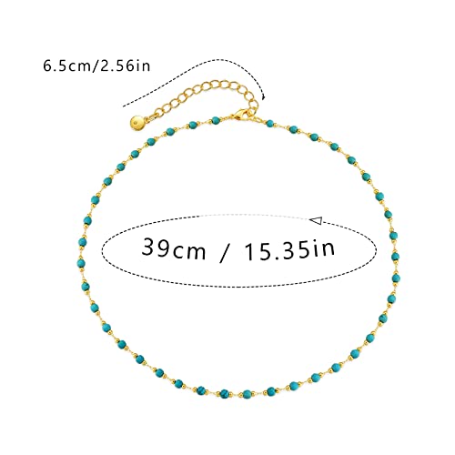 Beaded Choker Necklaces for Women 18k Gold Plated Dainty Gold Choker Necklaces for Women - style: turquoise choker