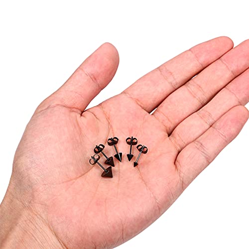 Aroncent 12PCS Stainless Steel Fake Tapers Mens Earrings Illusion Tunnel Cheater Piercing Jewelry Set for Men Women - color: Black