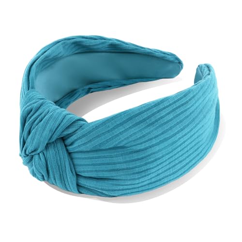 YISSION Wide Knotted Headbands for Women Non Slip Head Band Blue Headband Fashion Top Knot Hairband Hair Accessories for Women Girls - color: Blue