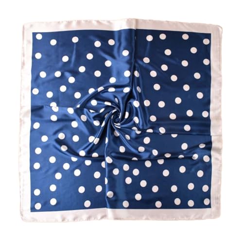 35” Satin Large Square Head Scarves-Like Silk Satin Scarf for Hair Wrapping at Night Bandana Square Scarf for Sleeping - color: Big Polka Point-blue