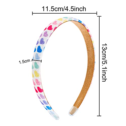 Fishdown Rainbow Headband for Girls，8 pcs Glitter Headbands for Girls, Glitter Heart Headband for Toddler Kids Sequin Headbands for Girl - color: Color-4