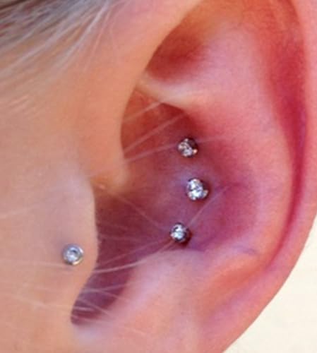 MODRSA Fake Nose Stud Fake Nose Ring Stud Fake Nose Piercing Fake Lip Ring Fake Earrings Stud Silver Gold Fake Cartilage Helix Earring Clip on Earring Hoop Fake Eyebrow Ring Fake Bridge Piercing - color: B1-fake stud - silver