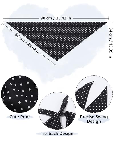 AWAYTR 3Pcs Hair Bandanas Head Kerchief for Women Girls Tie-Back Boho Hair Scarf Headband Bandana Triangle Head Scarf - color: Black White Dots + Stripes