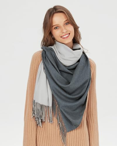 maamgic Women's Winter Scarf Soft Warm Scarf for Women Cozy Shawl Wraps for Women Lightweight Pashmina Style Wrap - color: Dark Gray and Grey