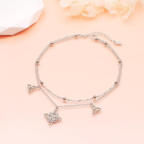 Anklets for Women S925 Sterling Silver Adjustable Beach Foot Ankle Bracelet Jewelry Gifts - style: Celtic Knot 2