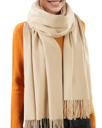 FURTALK Pashmina Shawl Wraps for Women Evening Dresses Blanket Scarves Fashion Scarf Wedding Gifts - color: Light Khaki