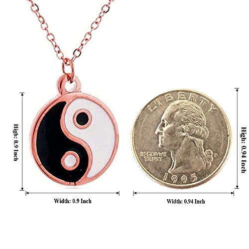 Gold Silver Yin Yang Pendant Necklace for Couples - color: Rose Gold